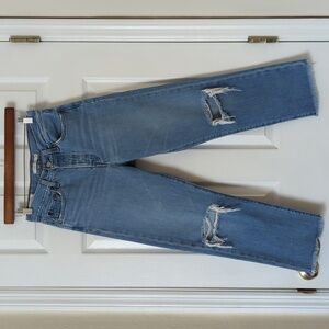 Levi's Premium Distressed Medium Wash High Rise Cropped Wedgie Straight Jeans 26